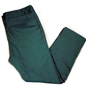 BANANA REPUBLIC Ankle Pants  sz 8  Hampton Fit  Teal/Navy Geo Print Textured GUC